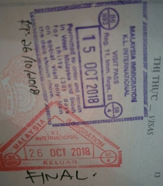 Malaysian NTL (Not To Land) Stamp in Passport pages. The consequences