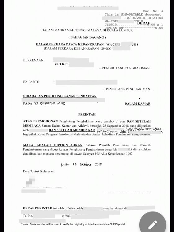 Annulment of Bankruptcy Order / Pembatalan Perintah Kebankrapan - Page ...