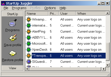 StartUp Juggler Screenshot