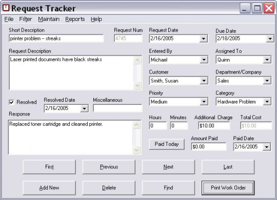 Request Tracker Screenshot
