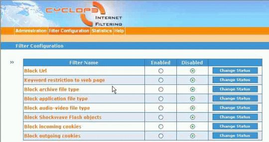 Cyclope Internet Filtering Proxy Screenshot
