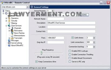 OfficeIRC Server Screenshot