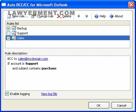 Auto BCC/CC for Microsoft Outlook Screenshot