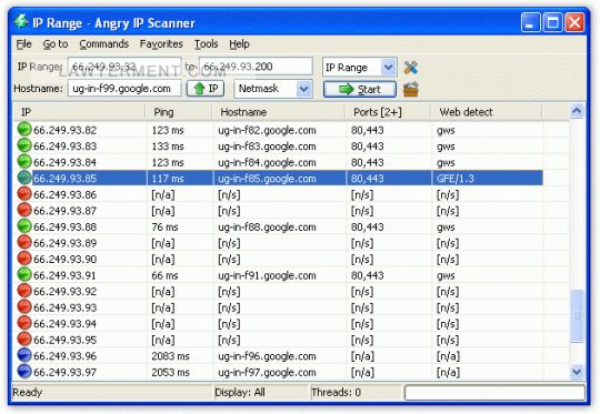 Angry IP Scanner (ipscan) Screenshot