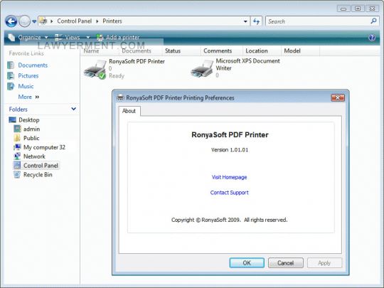 RonyaSoft PDF Printer Screenshot