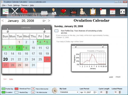 Ovulation Calendar Calculator Screenshot