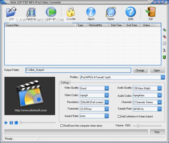 allok 3gp psp mp4 ipod video converter free download