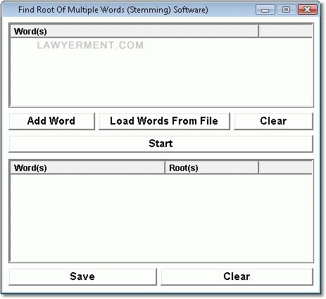 Find Root Of Multiple Words (Stemming) Software Screenshot