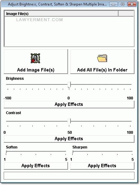 Adjust Brightness, Contrast, Soften & Sharpen Multiple Images At Once Software Screenshot