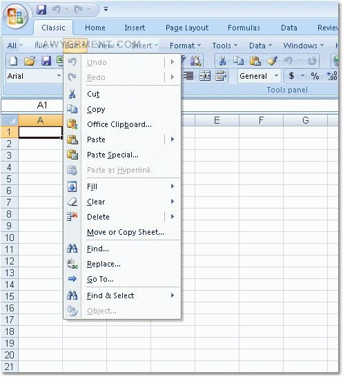 Excel 2007 Ribbon to Old Classic Menu Toolbar Interface Software ...