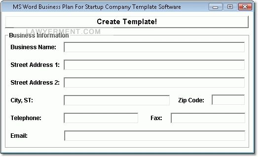 MS Word Business Plan For Startup Company Template Software Screenshot
