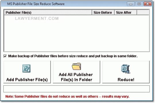 MS Publisher File Size Reduce Software Screenshot