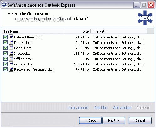 SoftAmbulance for Outlook Express Screenshot