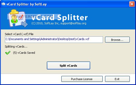 vCard Splitter Screenshot