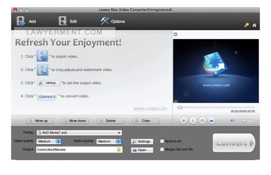 Leawo Mac Video Converter Screenshot