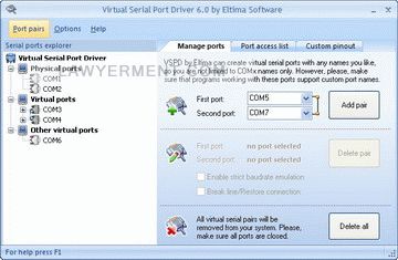 Virtual Serial Ports Driver Screenshot