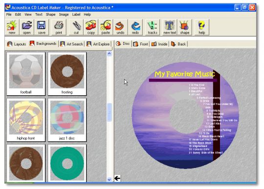 Acoustica CD/DVD Label Maker Screenshot