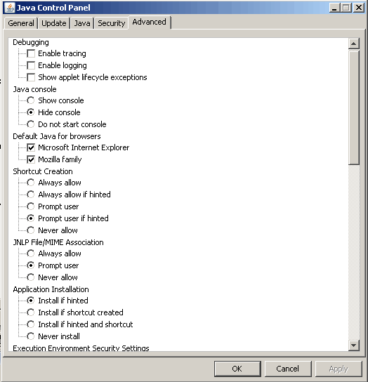 Java Runtime Environment (JRE) Screenshot