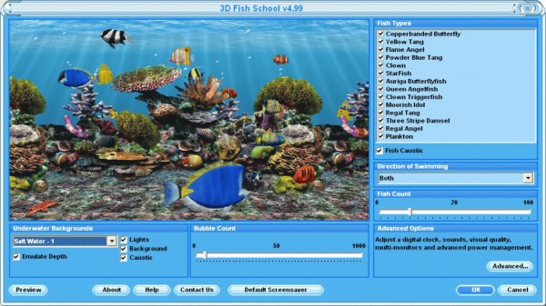 3D Fish School Screensaver Screenshot