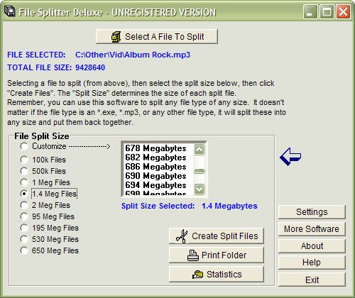 File Splitter Deluxe Screenshot