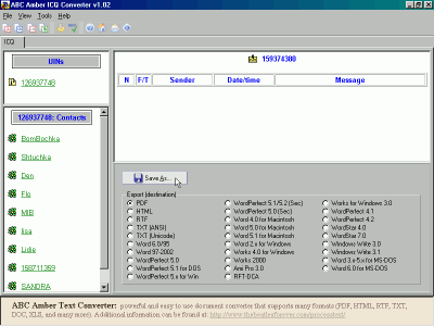 ABC Amber ICQ Converter Screenshot