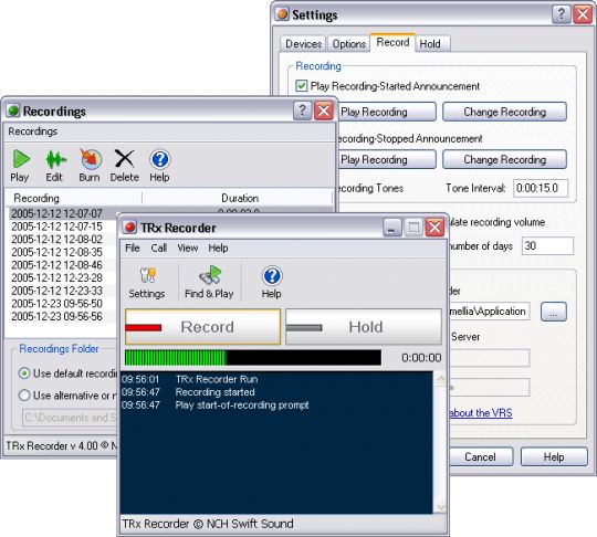 Telephone call recorder software