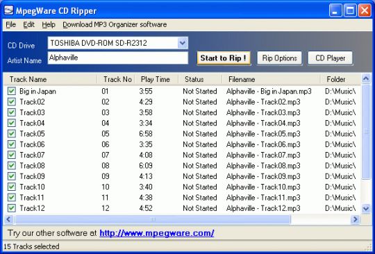 MpegWare CD Ripper Screenshot