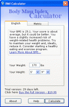Body Mass Index Calculator Screenshot