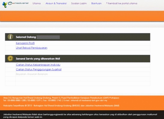 Malaysia Department of Insolvency (MdI) - Site Info