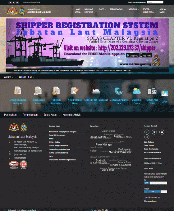 Screenshot Jabatan Laut Malaysia