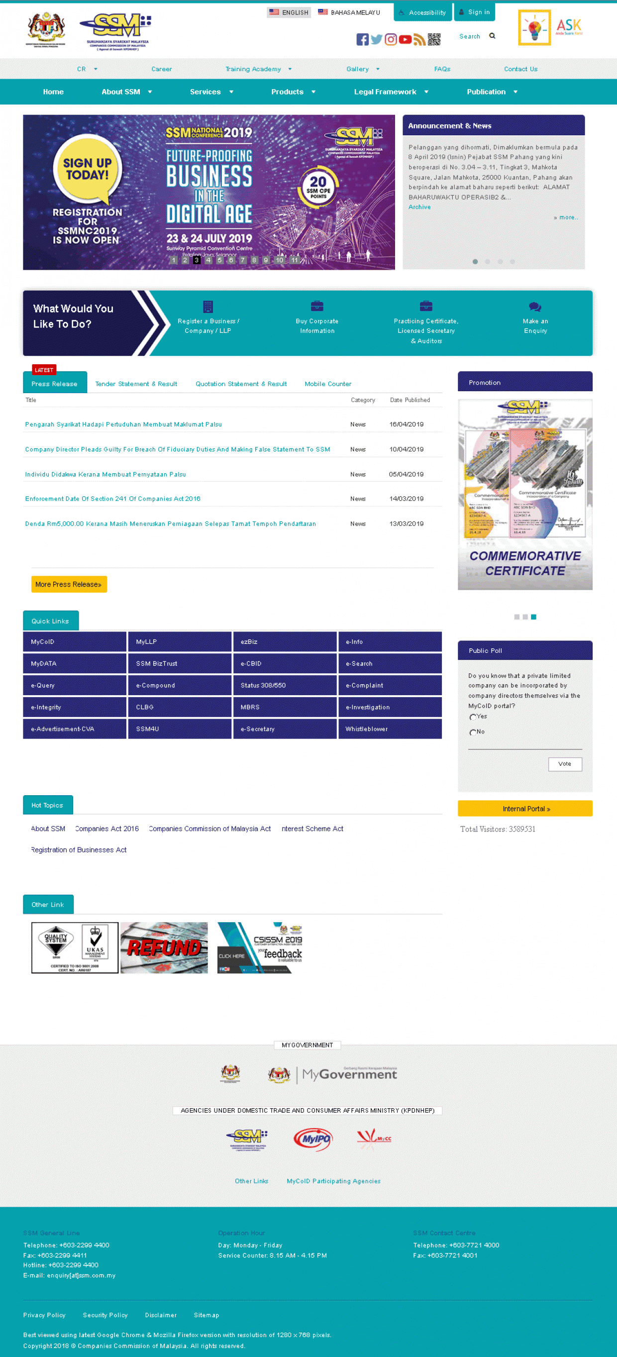 Companies Commission of Malaysia (CCM) - Site Info